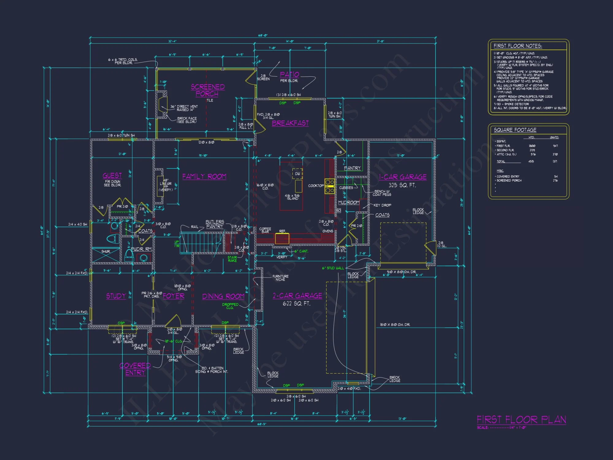 Classic 2-Story house Plan with CAD Floor Designs & Blueprint