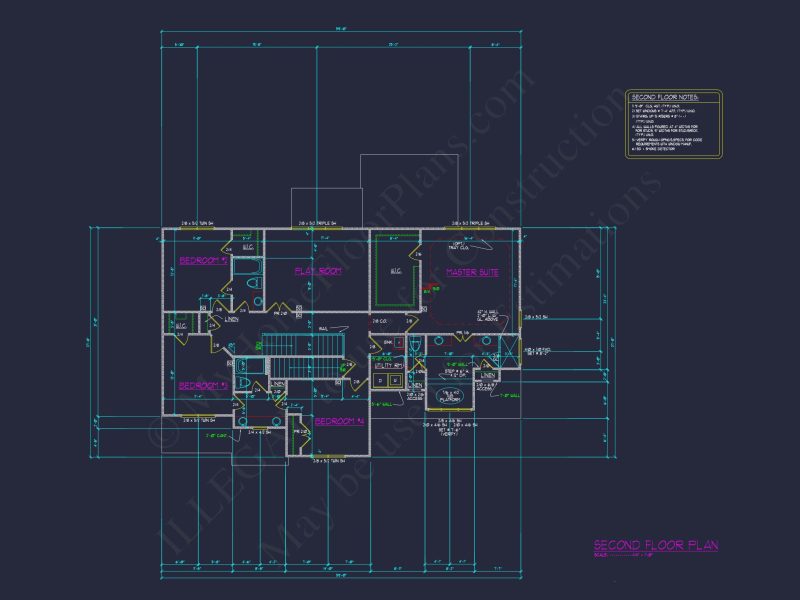 Classic Colonial Farmhouse house Plan with 2.5 Floors & CAD