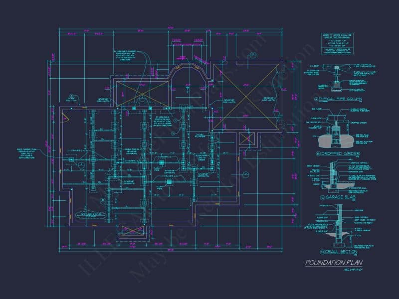 Classic Georgian house Plan: Detailed Floor Plan & CAD Designs