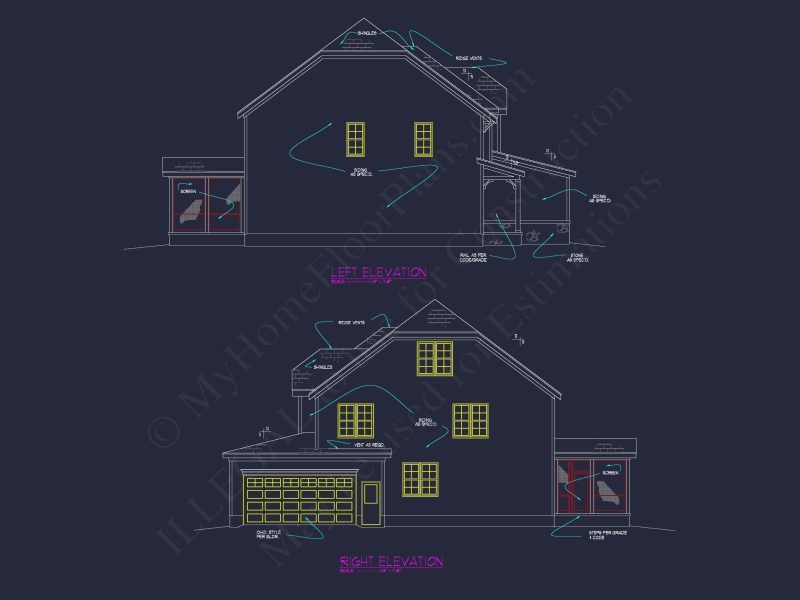 Classic house Floor Plan and Architectural Blueprint Designs