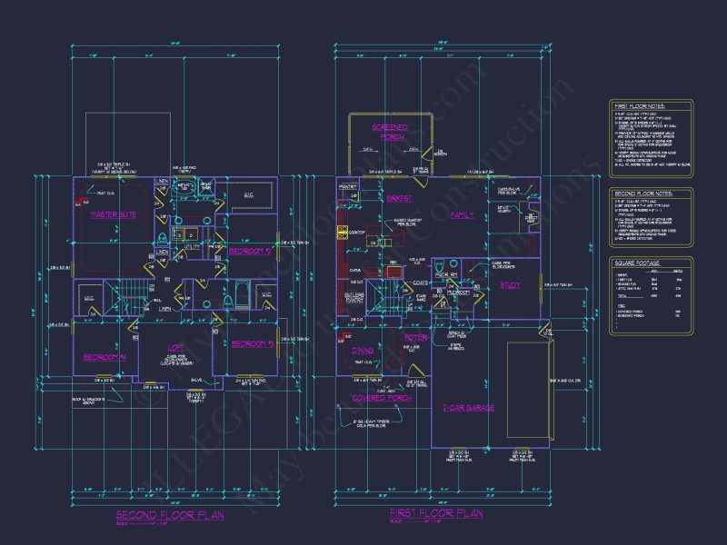 Classic house Floor Plan and Architectural Blueprint Designs