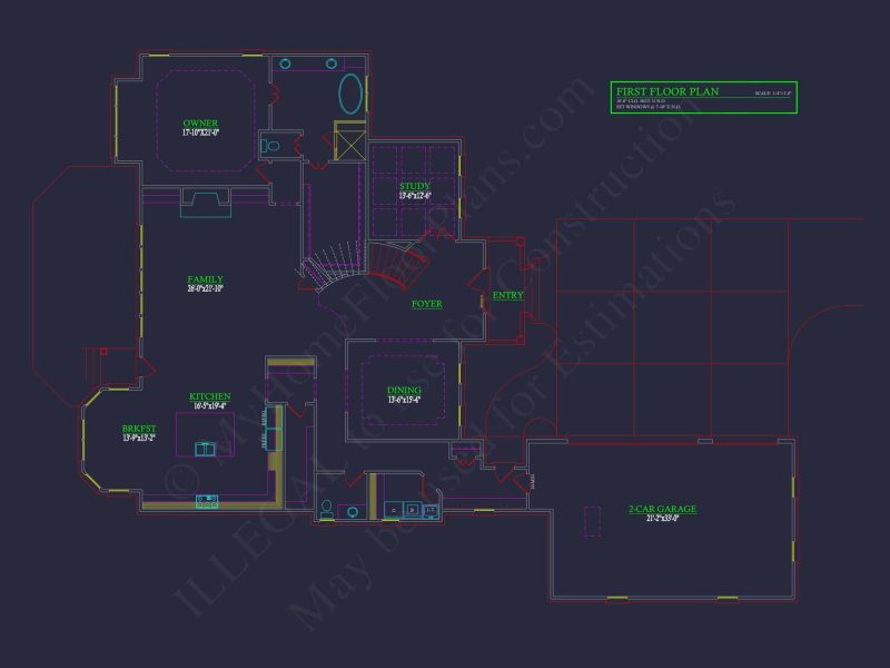 Classic house Floor Plan with CAD Designs and Blueprint Features