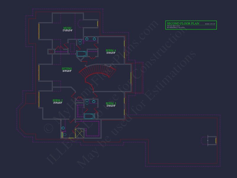 Classic house Floor Plan with CAD Designs and Blueprint Features
