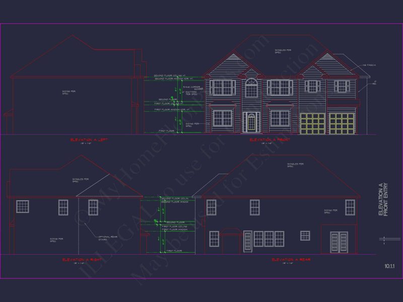 Classic house Plan with Detailed Floor Plans & CAD Designs