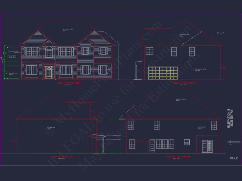 Classic house Plan with Detailed Floor Plans & CAD Designs
