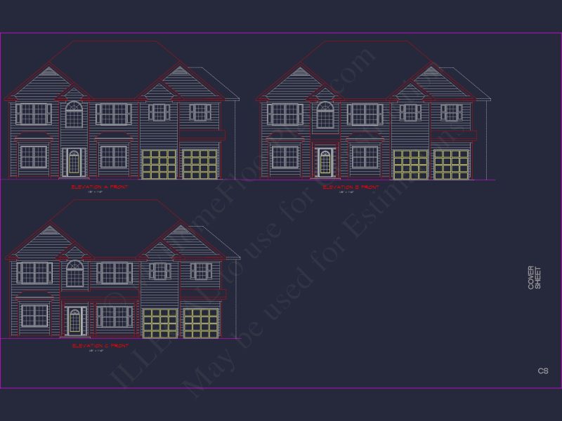 Classic Suburban house Plan: Floor Blueprint with CAD Designs