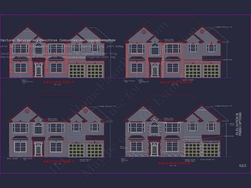 Classic Suburban house Plan: Floor Blueprint with CAD Designs