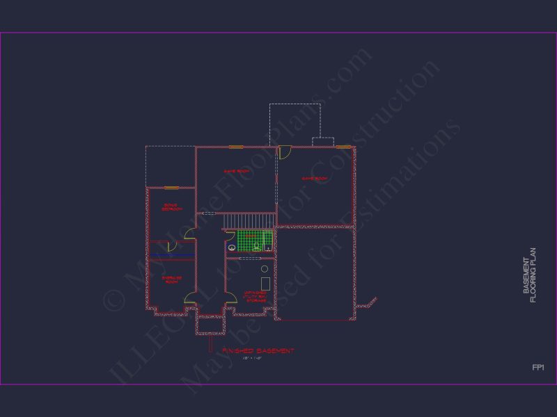 Classic Suburban house Plan: Floor Blueprint with CAD Designs
