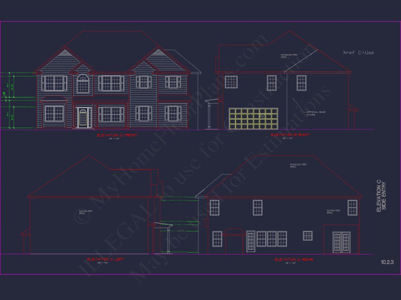 Classic Suburban house Plan: Floor Blueprint with CAD Designs