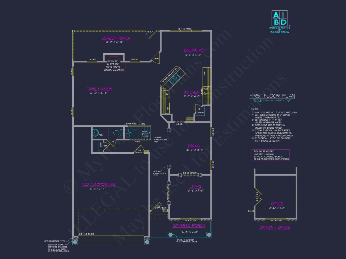 Classic Suburban house Plan with 2-Story Design and CAD Blueprint