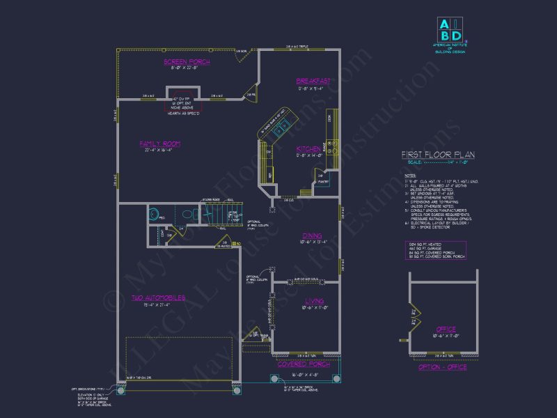 Classic Suburban house Plan with 2-Story Design and CAD Blueprint