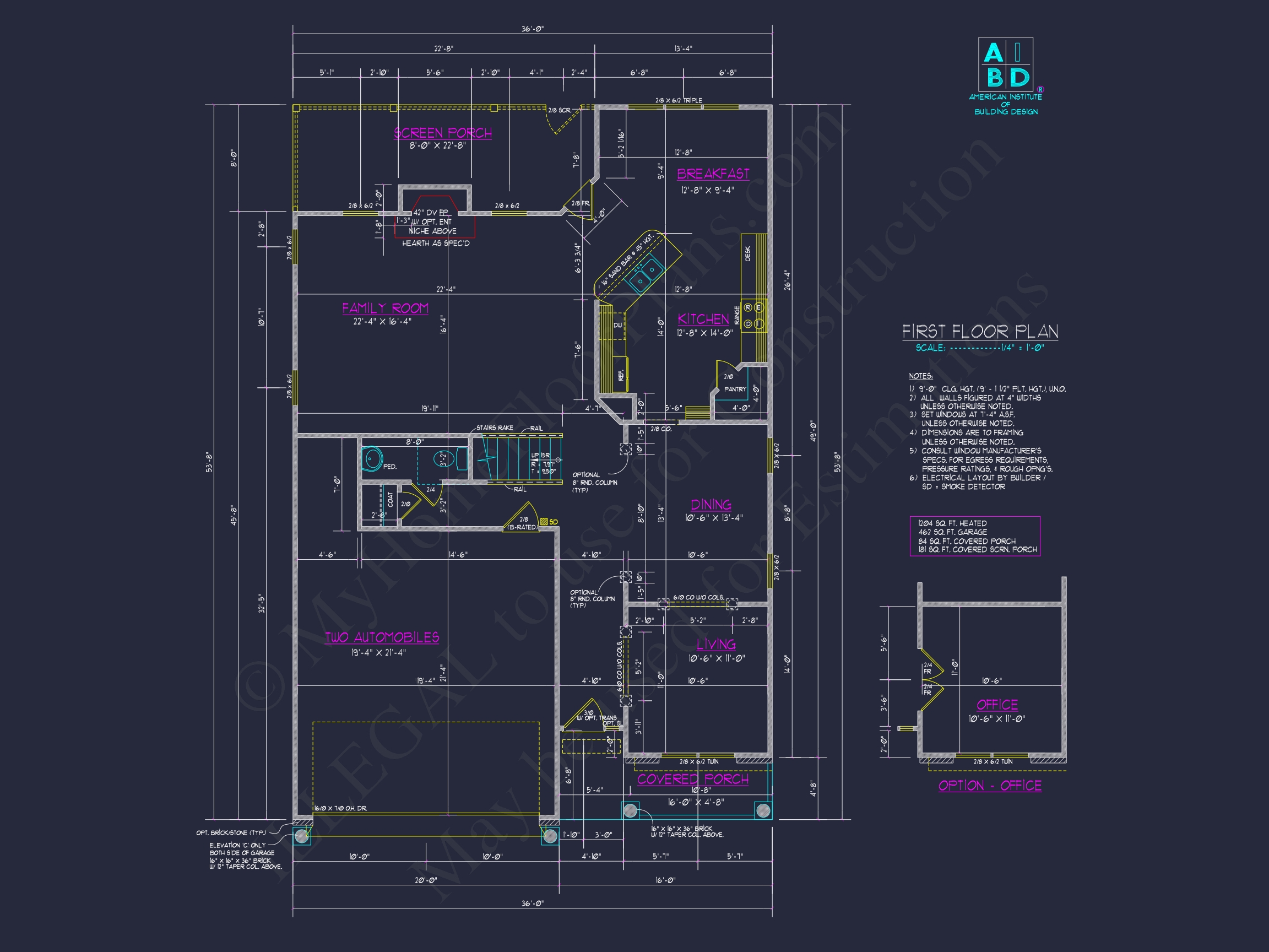 Classic Suburban Home Plan with 2-Story Design and CAD Blueprint