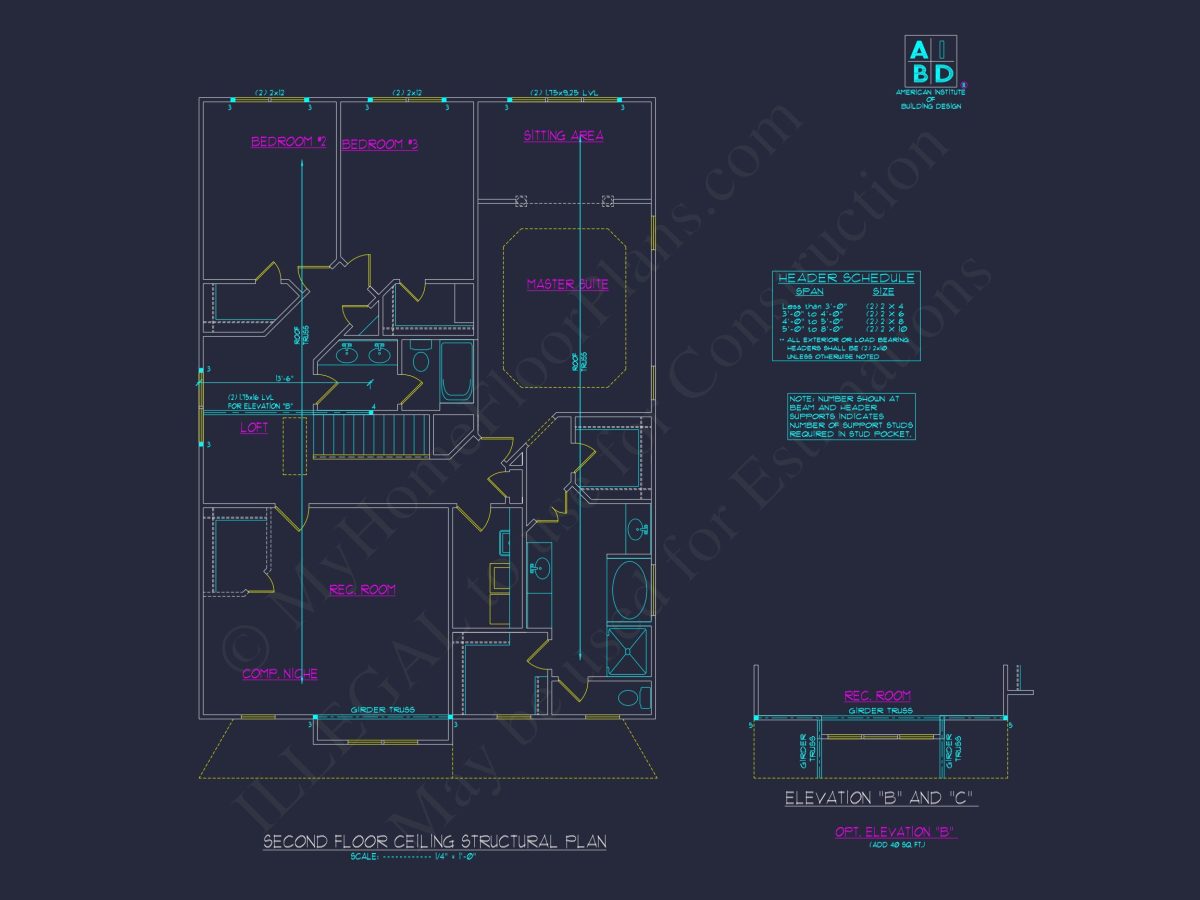 Classic Suburban house Plan with 2-Story Design and CAD Blueprint