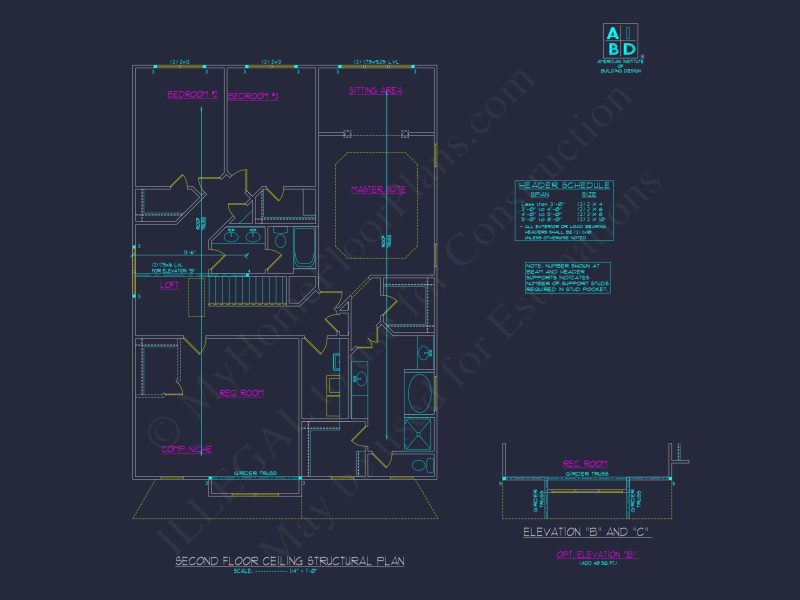 Classic Suburban house Plan with 2-Story Design and CAD Blueprint
