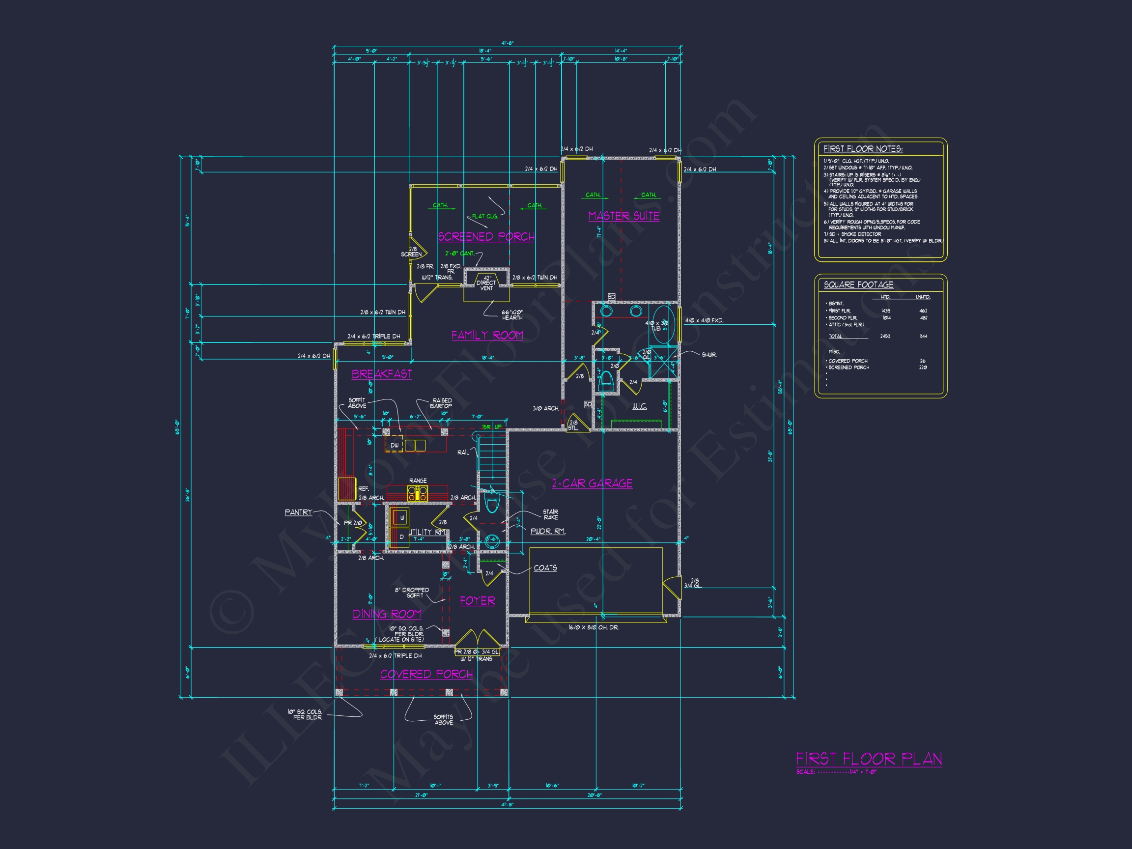 Classic Suburban Home Plan with Detailed Floor Blueprints