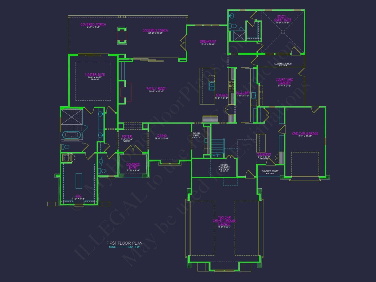 Classic Tudor Floor Plan - house CAD Architecture Design