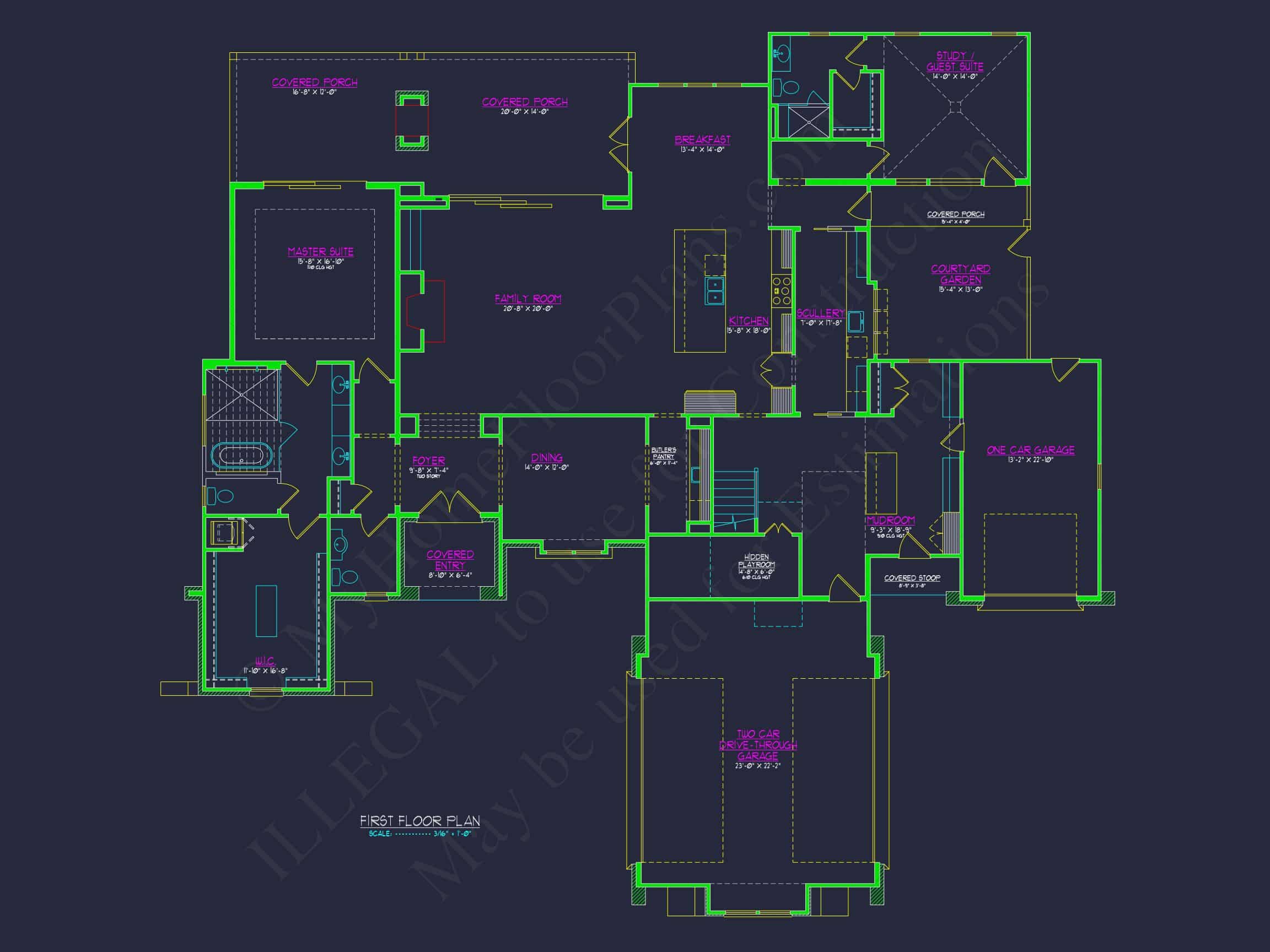 Classic Tudor Floor Plan - house CAD Architecture Design