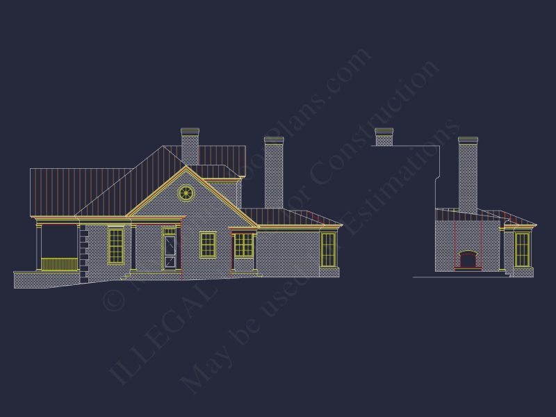 Classical house Floor Plan: 2-Story Design with CAD Blueprints