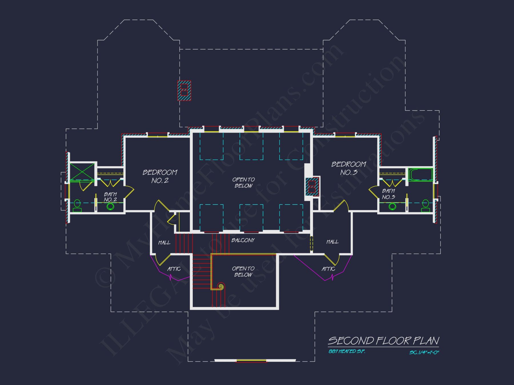 Classical house Floor Plan: 2-Story Design with CAD Blueprints