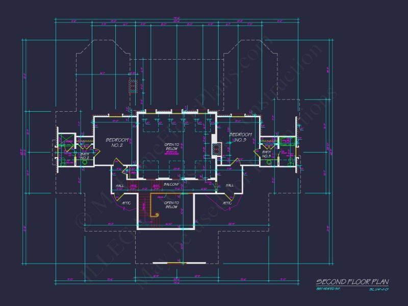 Classical house Floor Plan: 2-Story Design with CAD Blueprints