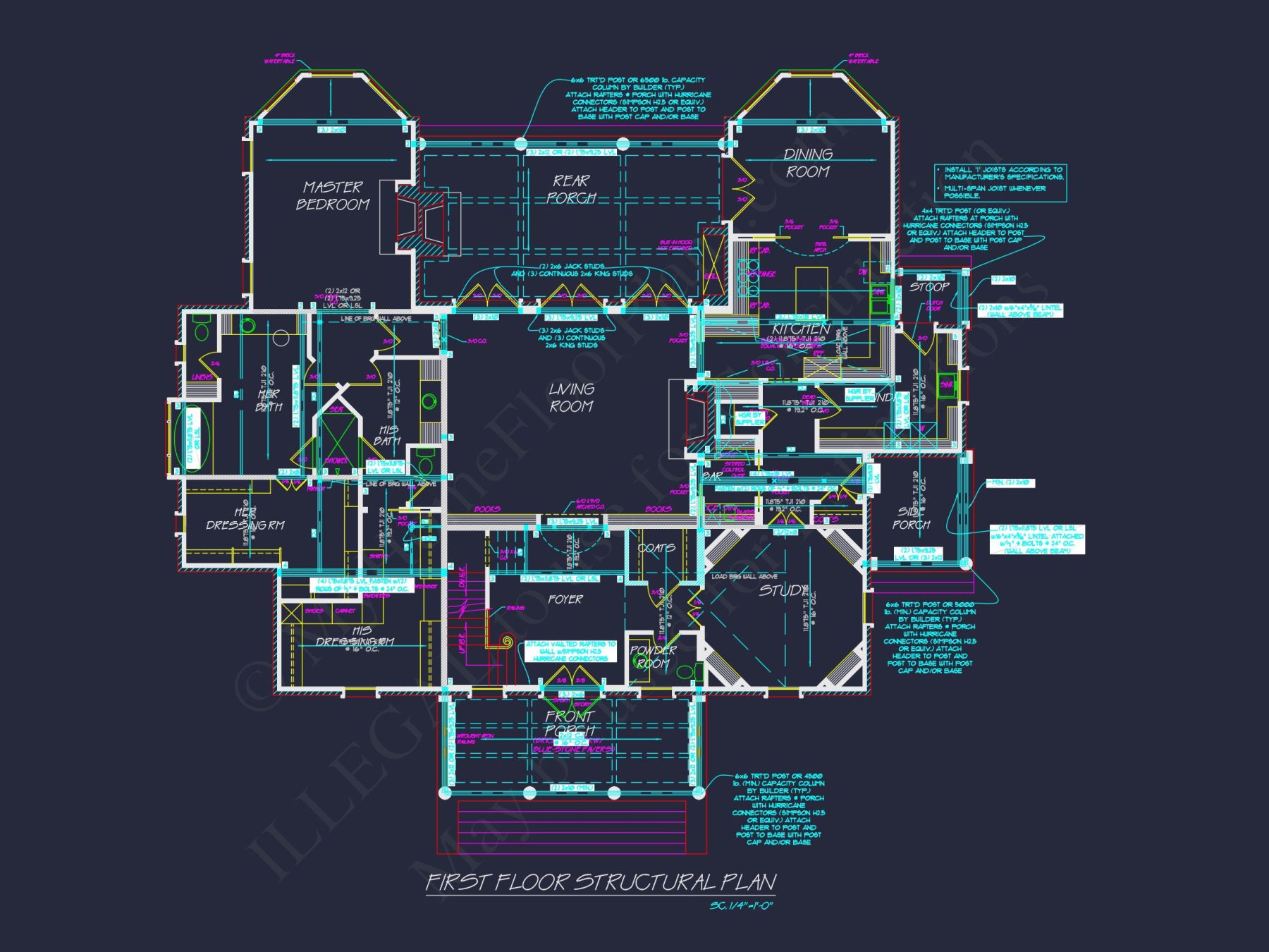 Classical house Floor Plan: 2-Story Design with CAD Blueprints