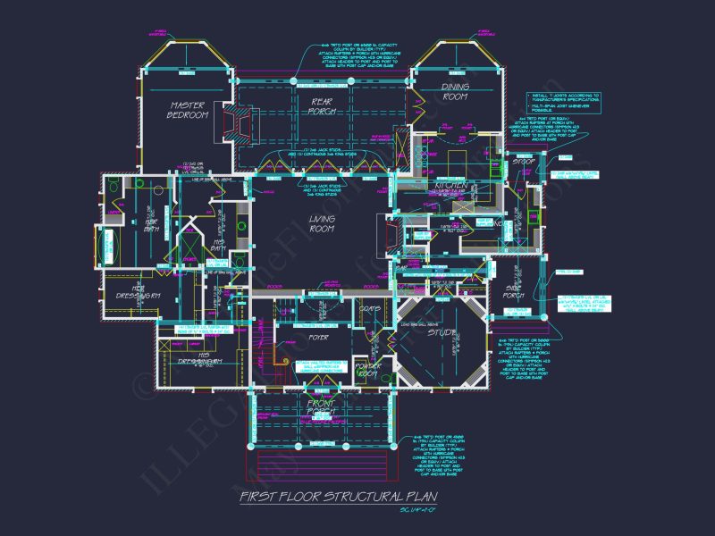 Classical house Floor Plan: 2-Story Design with CAD Blueprints
