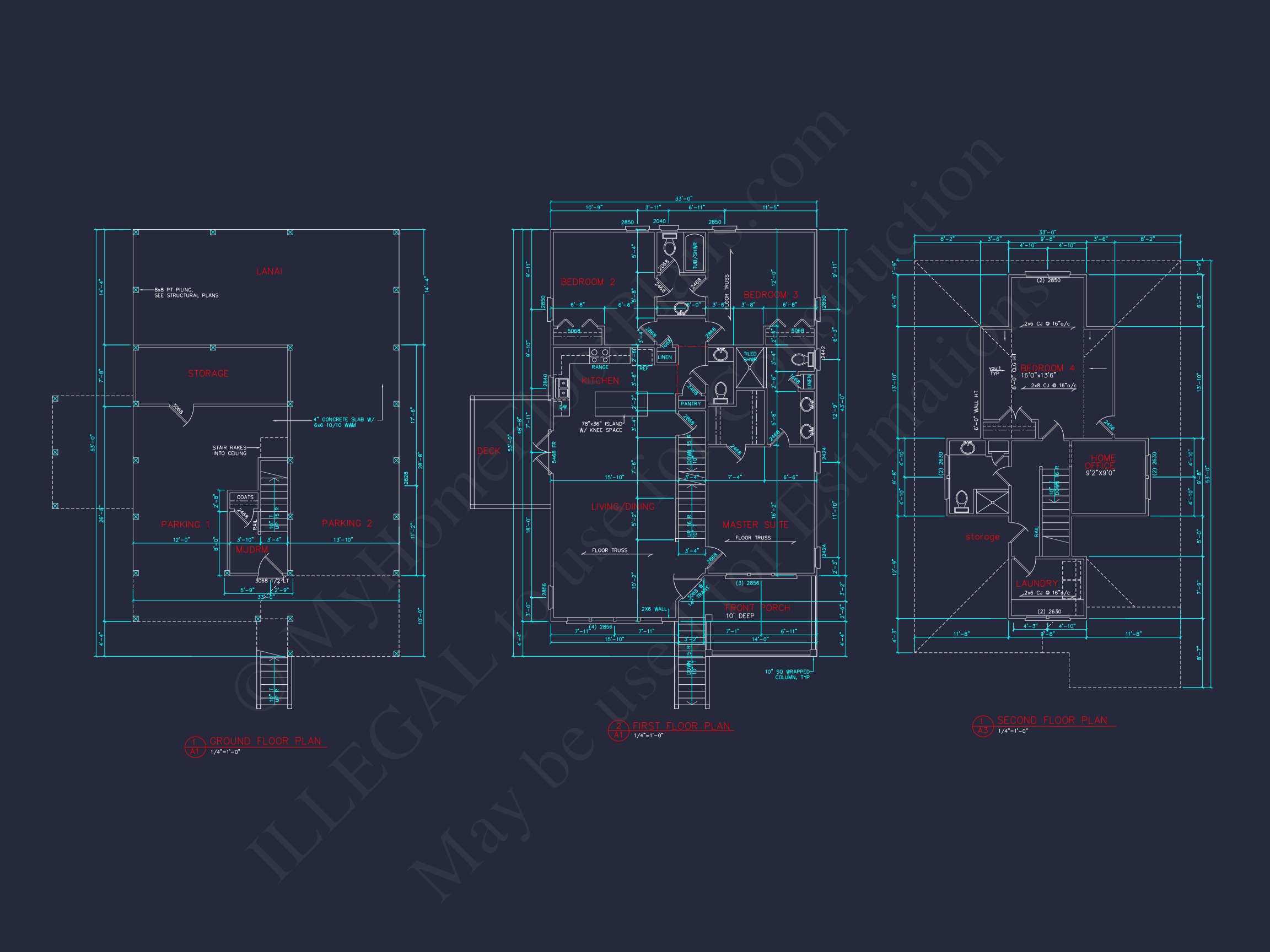 Coastal 2.5-Story house Plan: 4 Bed,3 Bath,Open Floor