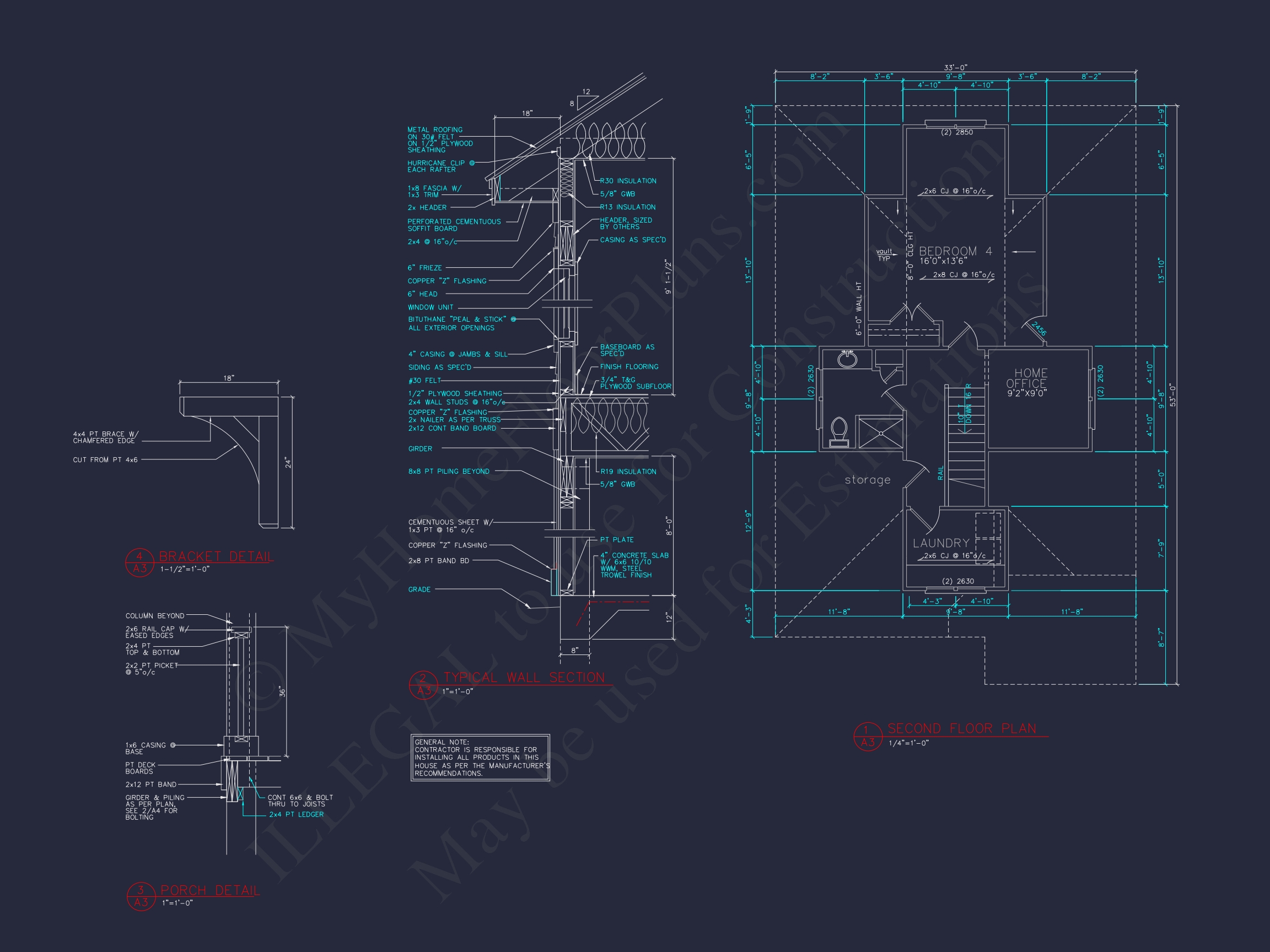 Coastal 2.5-Story house Plan: 4 Bed,3 Bath,Open Floor