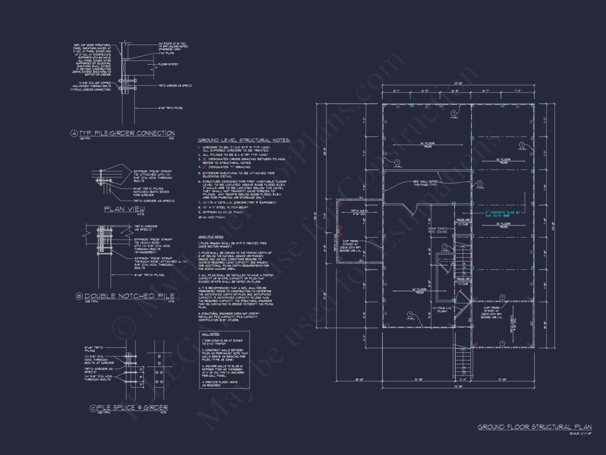 Coastal 2.5-Story house Plan: 4 Bed, 3 Bath, Open Floor