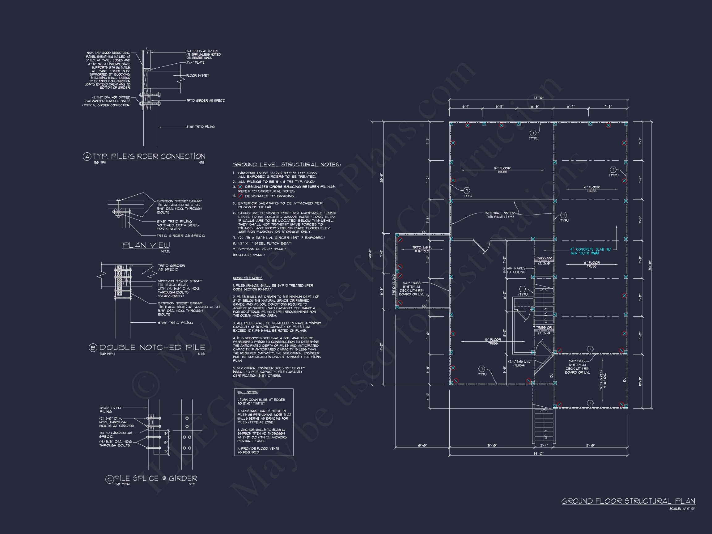 Coastal 2.5-Story house Plan: 4 Bed,3 Bath,Open Floor