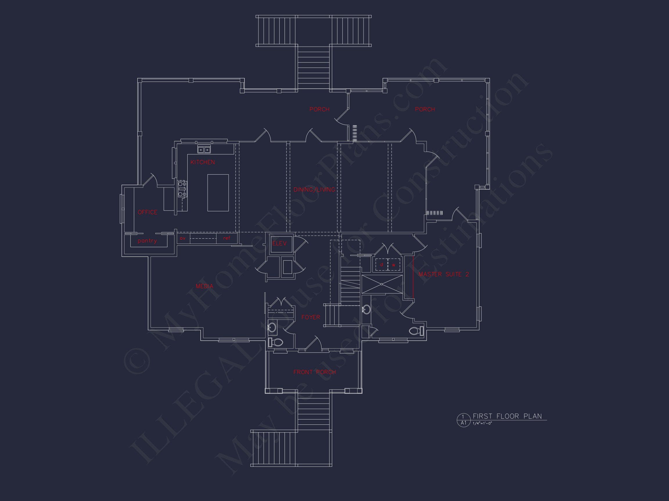 Coastal 2.5-Story house Plan: 5-Bed,4-Bath,CAD Blueprint