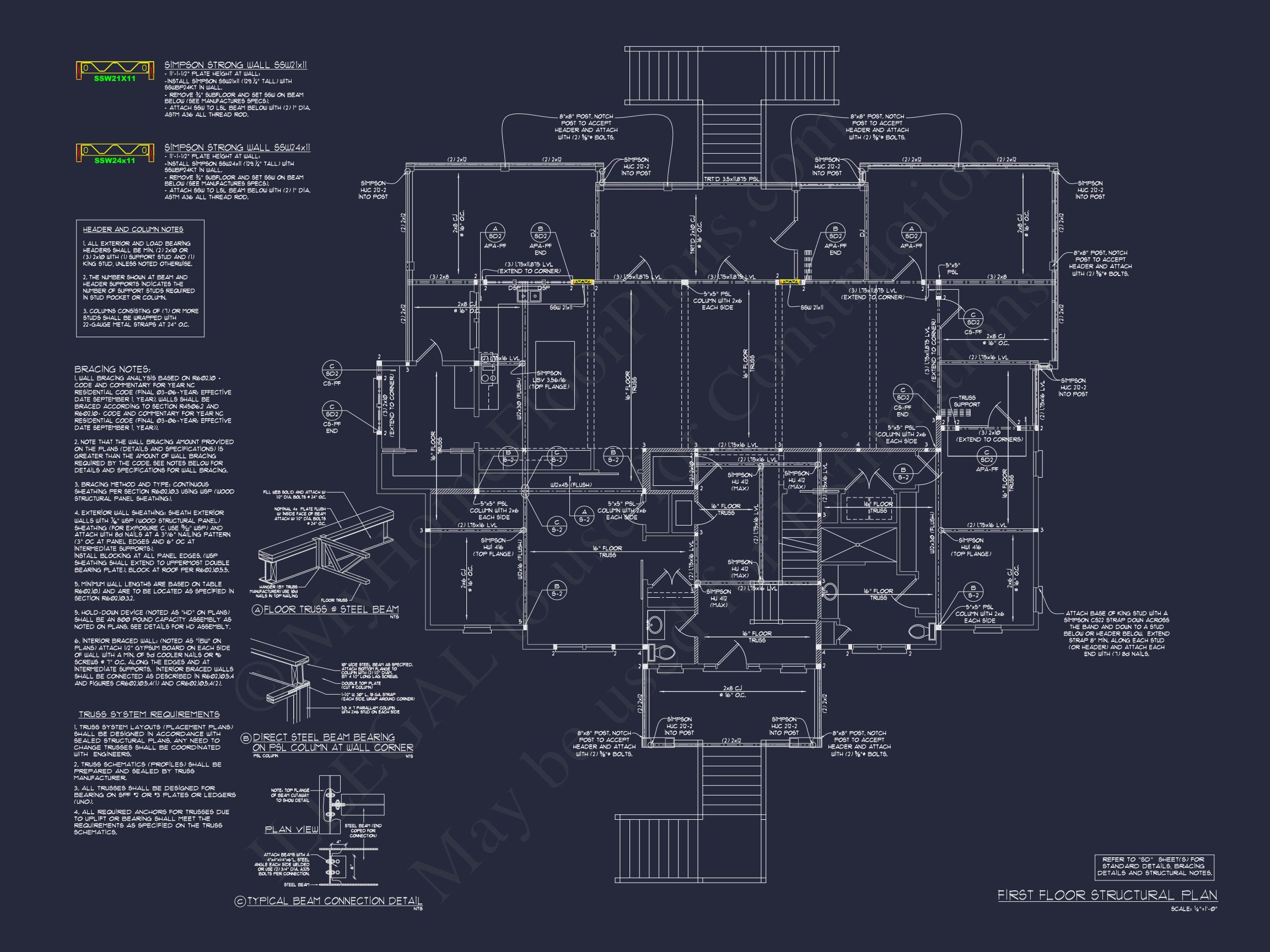 Coastal 2.5-Story house Plan: 5-Bed,4-Bath,CAD Blueprint