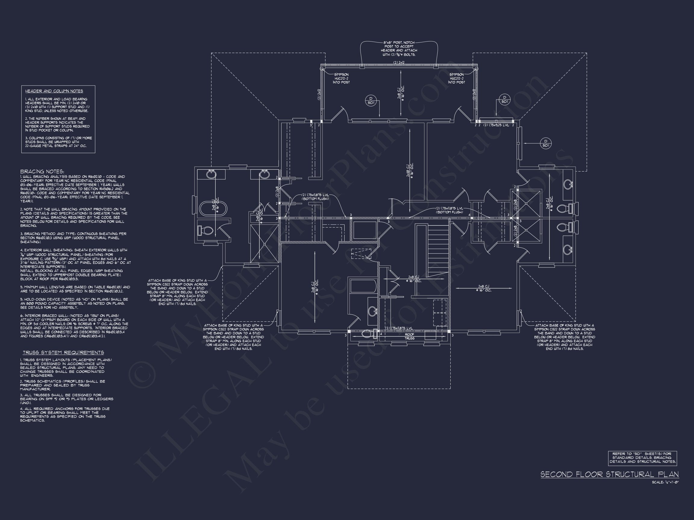 Coastal 2.5-Story house Plan: 5-Bed,4-Bath,CAD Blueprint
