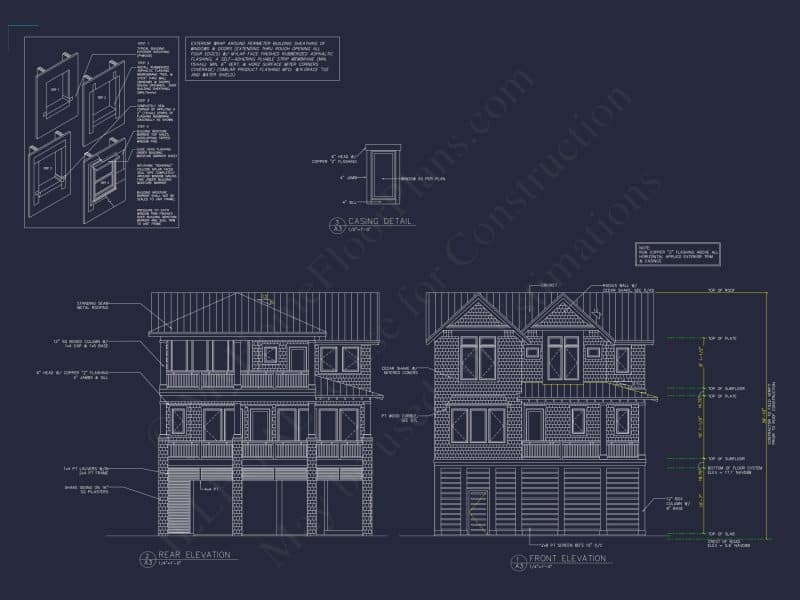 Coastal 3-Story 4 BR Beach house Floor Plan & Blueprint Designs