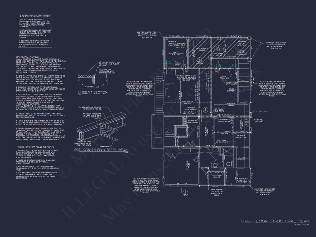Coastal 3-Story 4 BR Beach house Floor Plan & Blueprint Designs