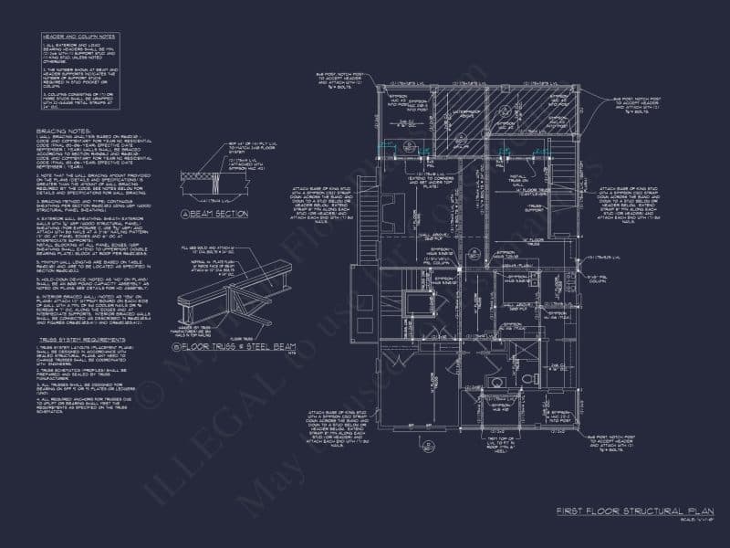 Coastal 3-Story 4 BR Beach house Floor Plan & Blueprint Designs