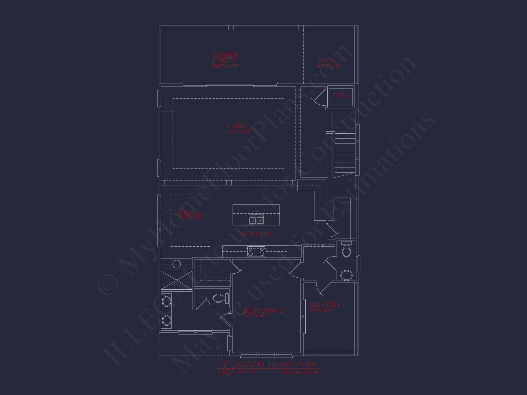 Coastal 3-Story Beach house Floor Plan: 4-Bed, CAD Blueprint
