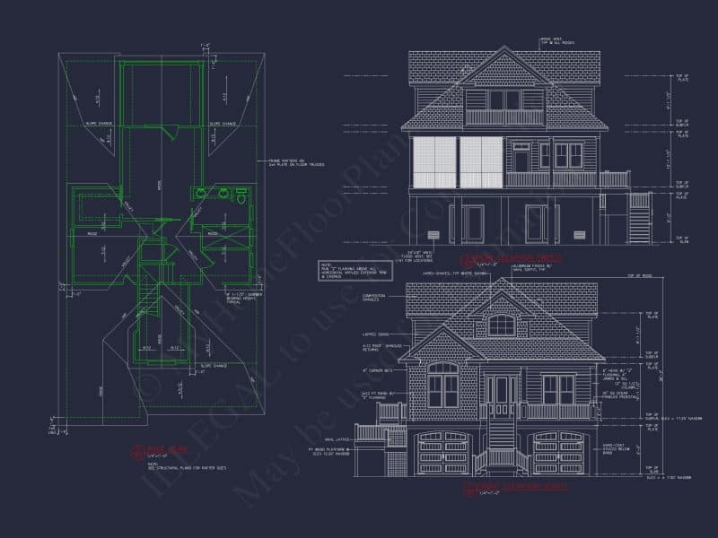 Coastal 3-Story house Plan: 3 Bed, 3 Bath, Elevator, CAD