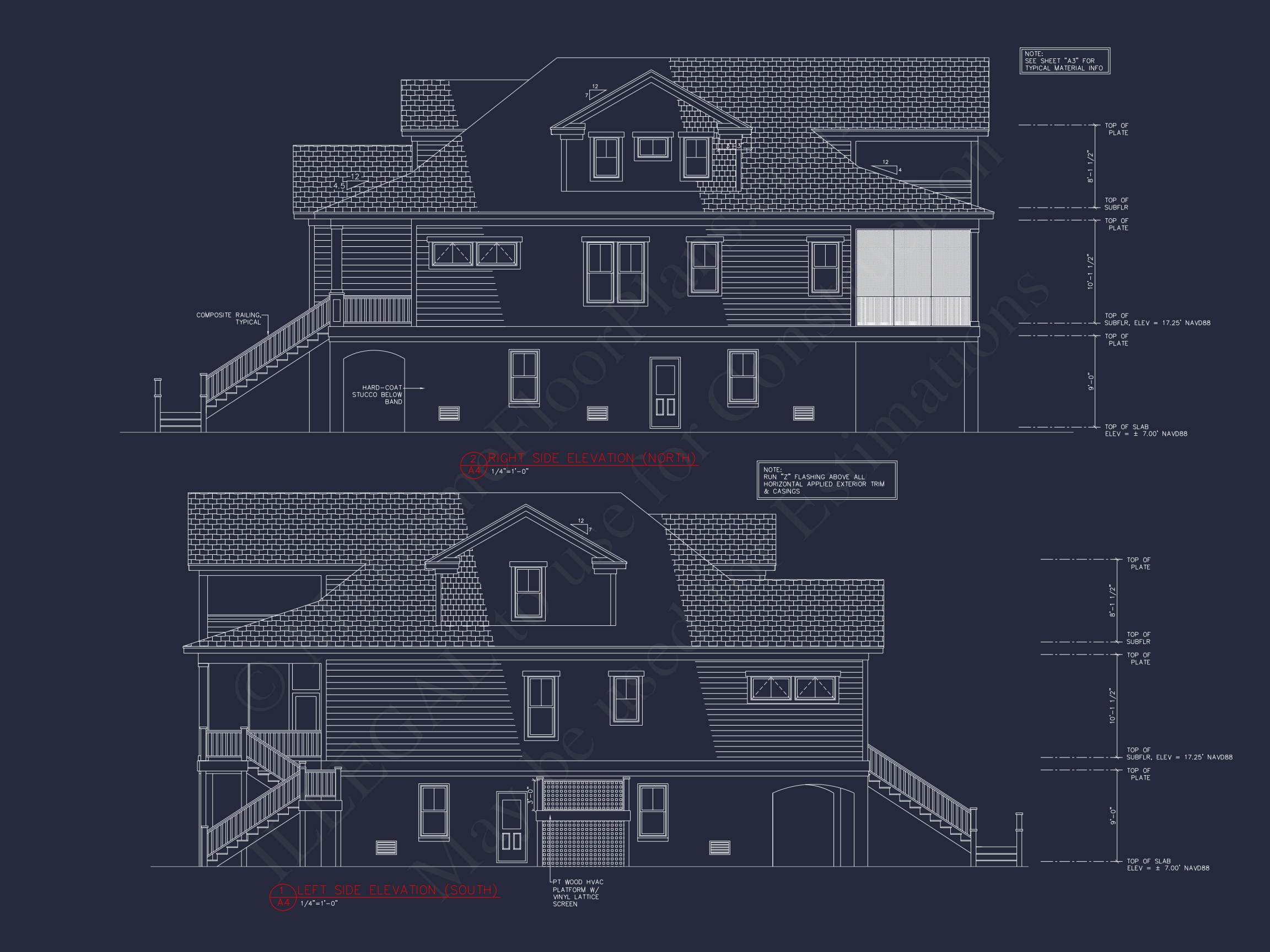 Coastal 3-Story Home Plan: 3 Bed,3 Bath,Elevator,CAD