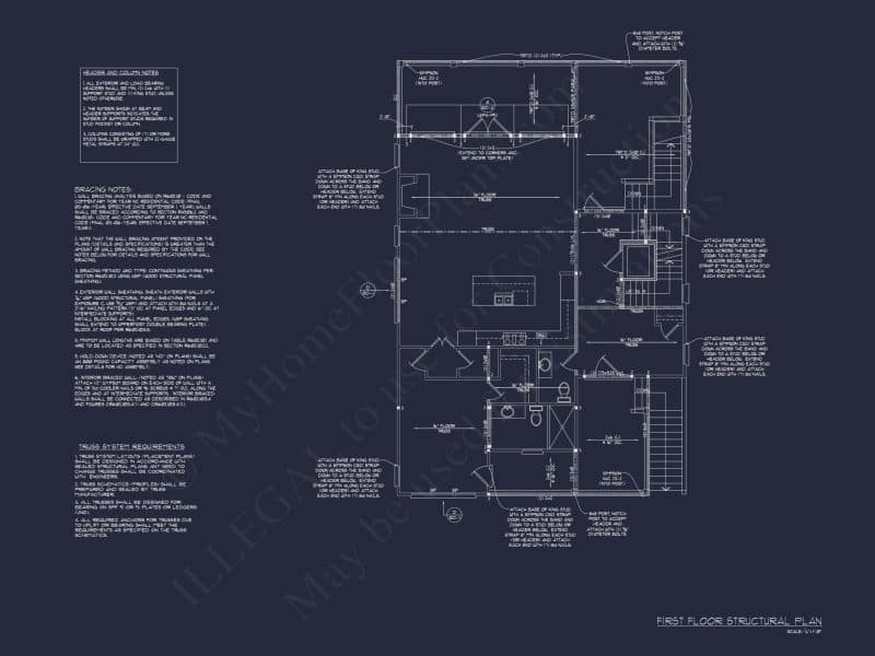 Coastal 4-Bedroom house Floor Plan: 3086 Sq Ft, 2.5 Story