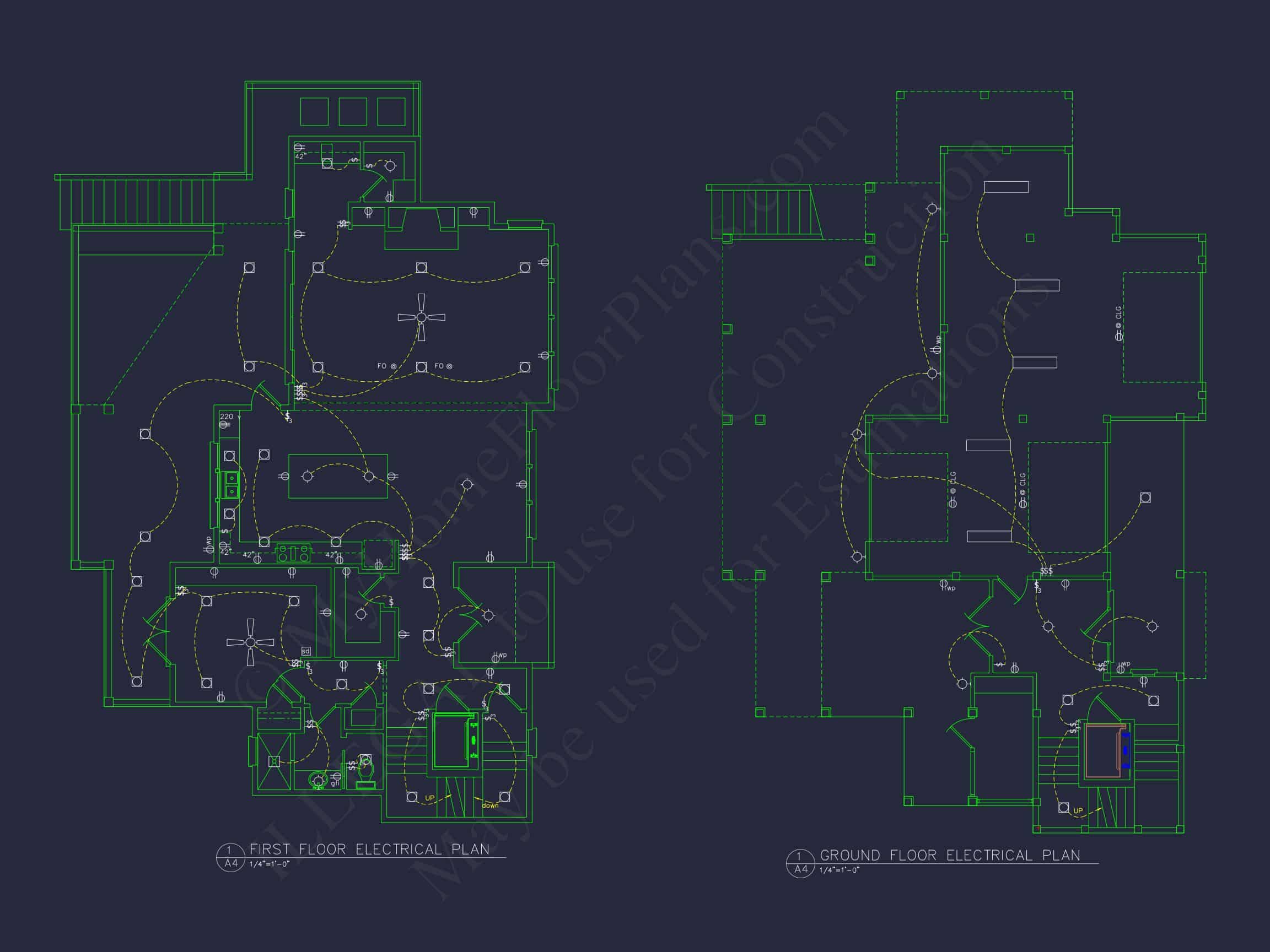 Coastal 4-Story house Floor Plan: 4 Bed,4 Bath,CAD