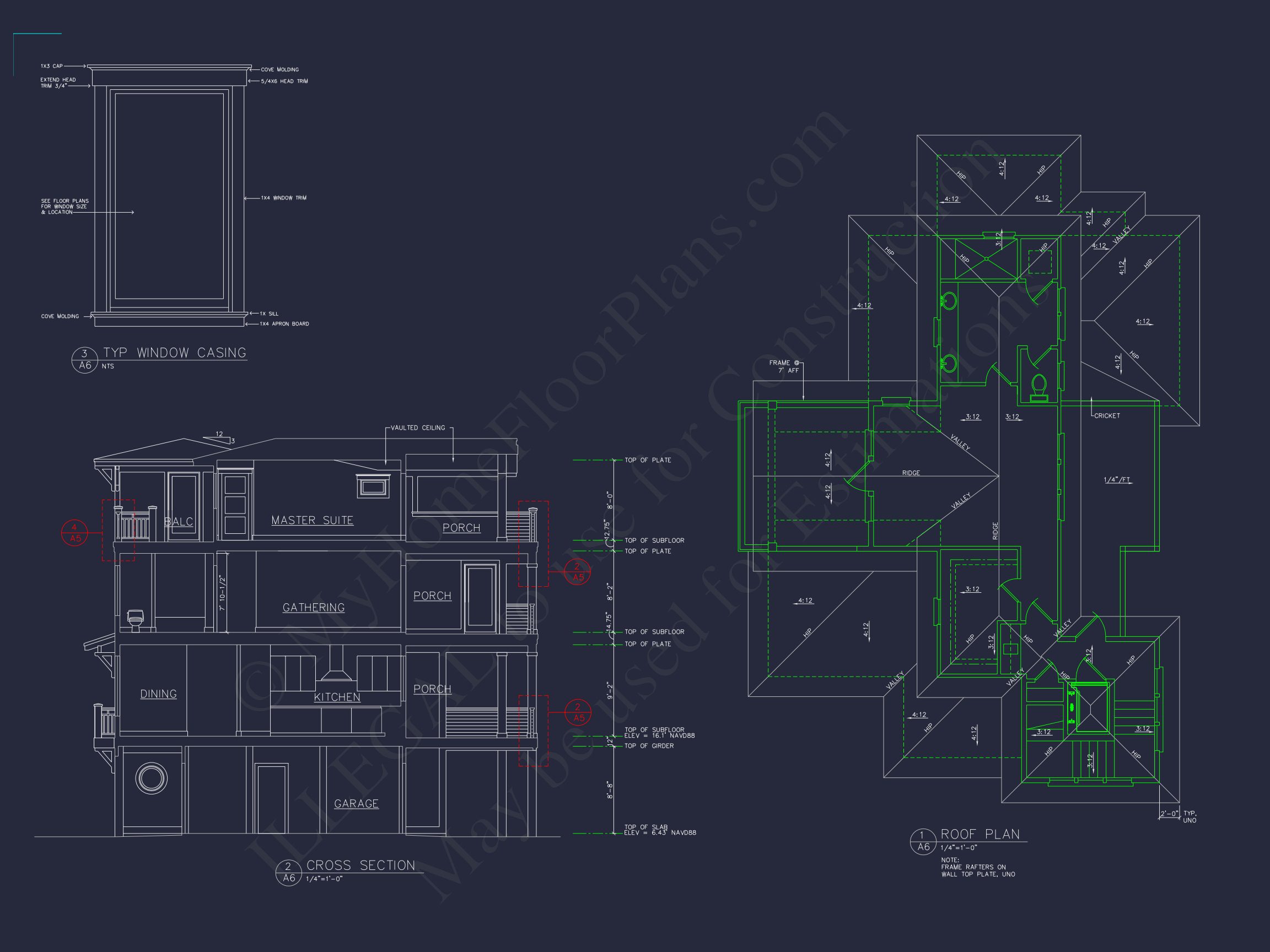 Coastal 4-Story house Floor Plan: 4 Bed,4 Bath,CAD
