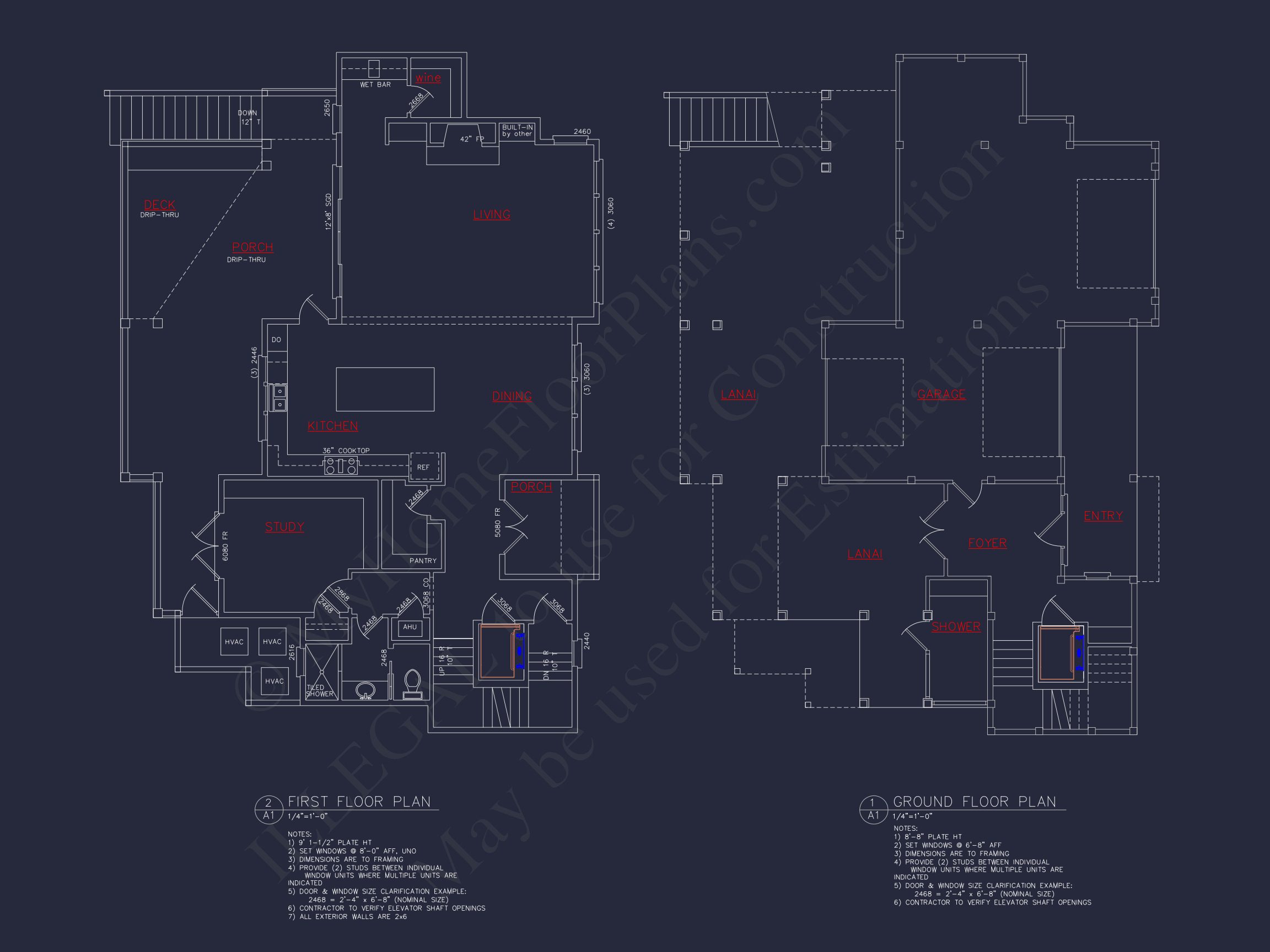 Coastal 4-Story house Floor Plan: 4 Bed,4 Bath,CAD