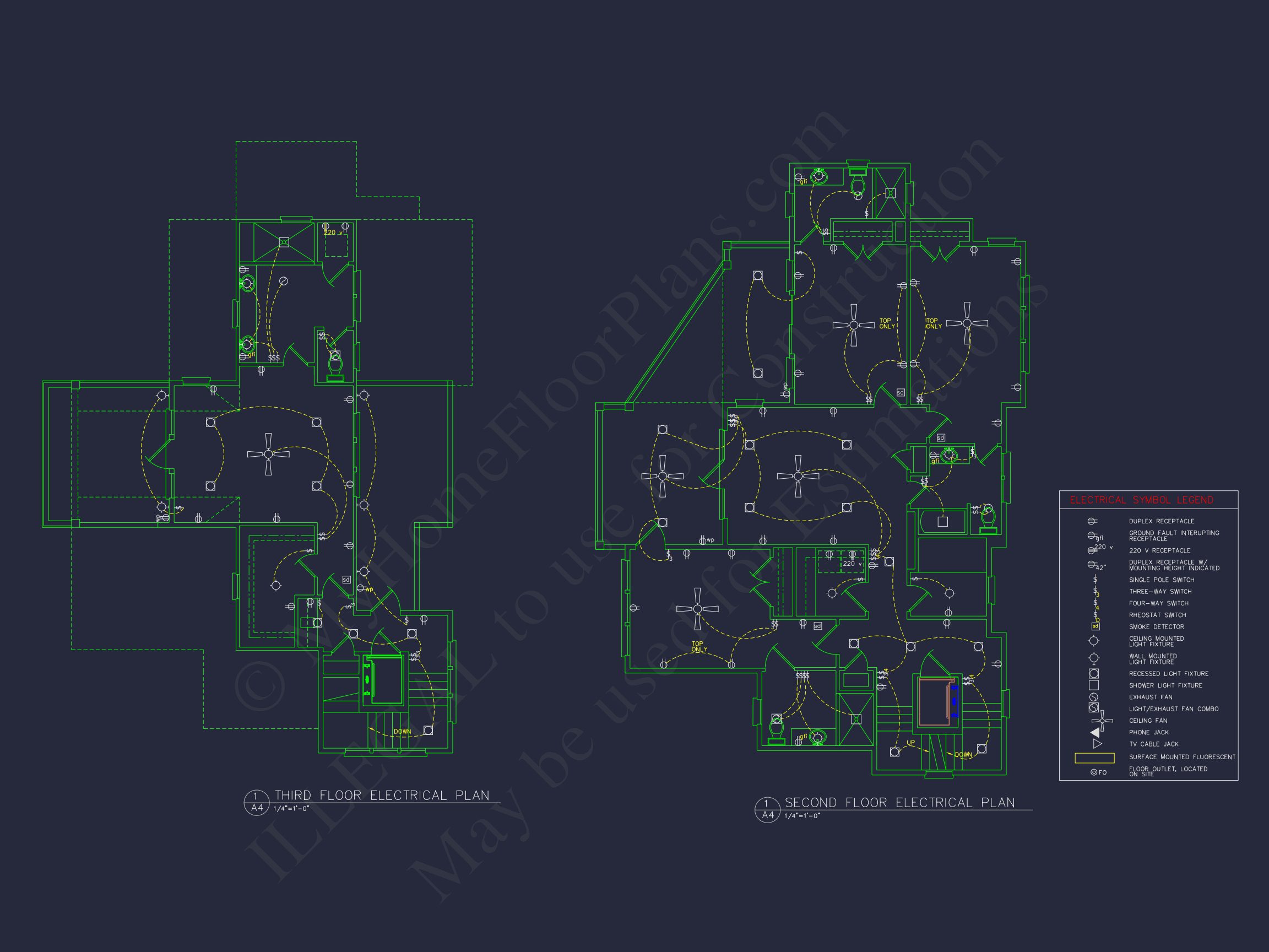 Coastal 4-Story house Floor Plan: 4 Bed,4 Bath,CAD
