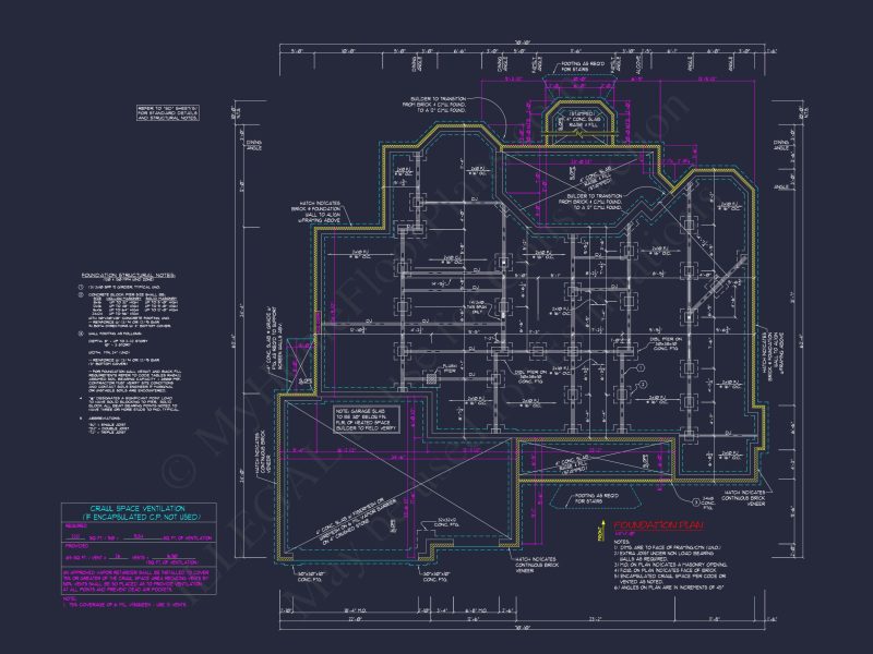 Coastal Cottage house Floor Plan: 3-Bed, 3-Bath, CAD
