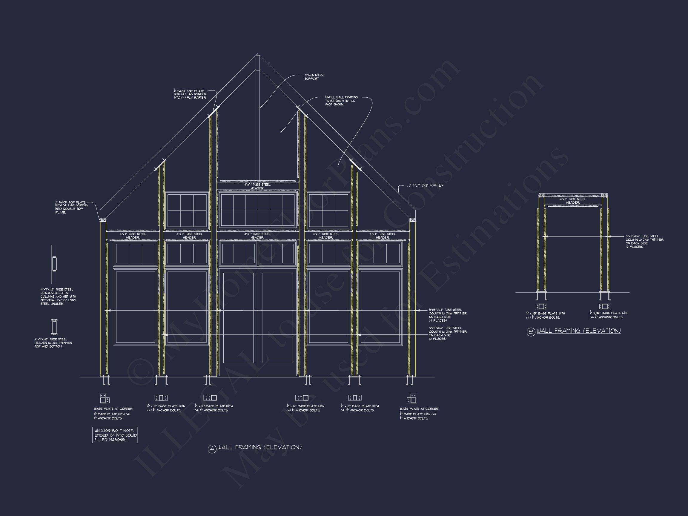 Coastal Craftsman house Plan: 4-Bed,3-Bath Floor Plan Blueprint
