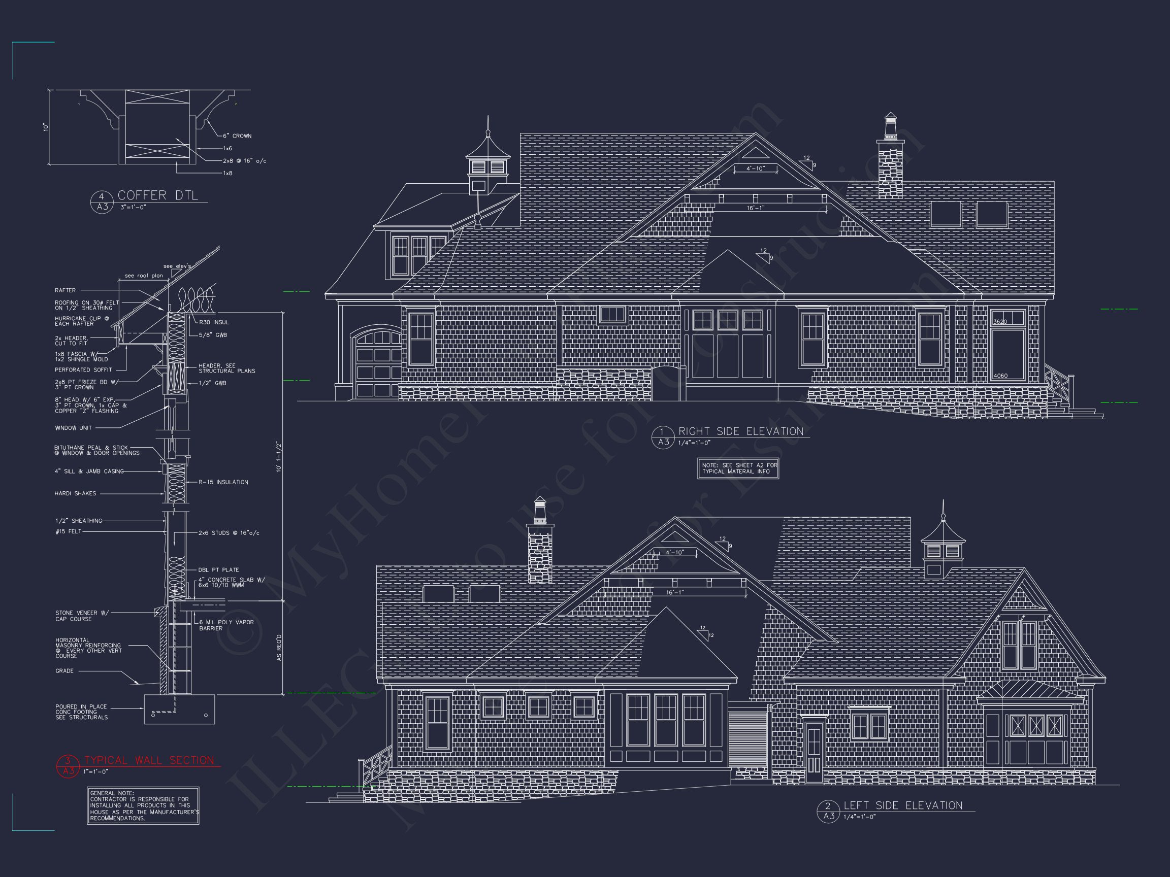 Coastal Craftsman house Plan: 4-Bed,3-Bath Floor Plan Blueprint