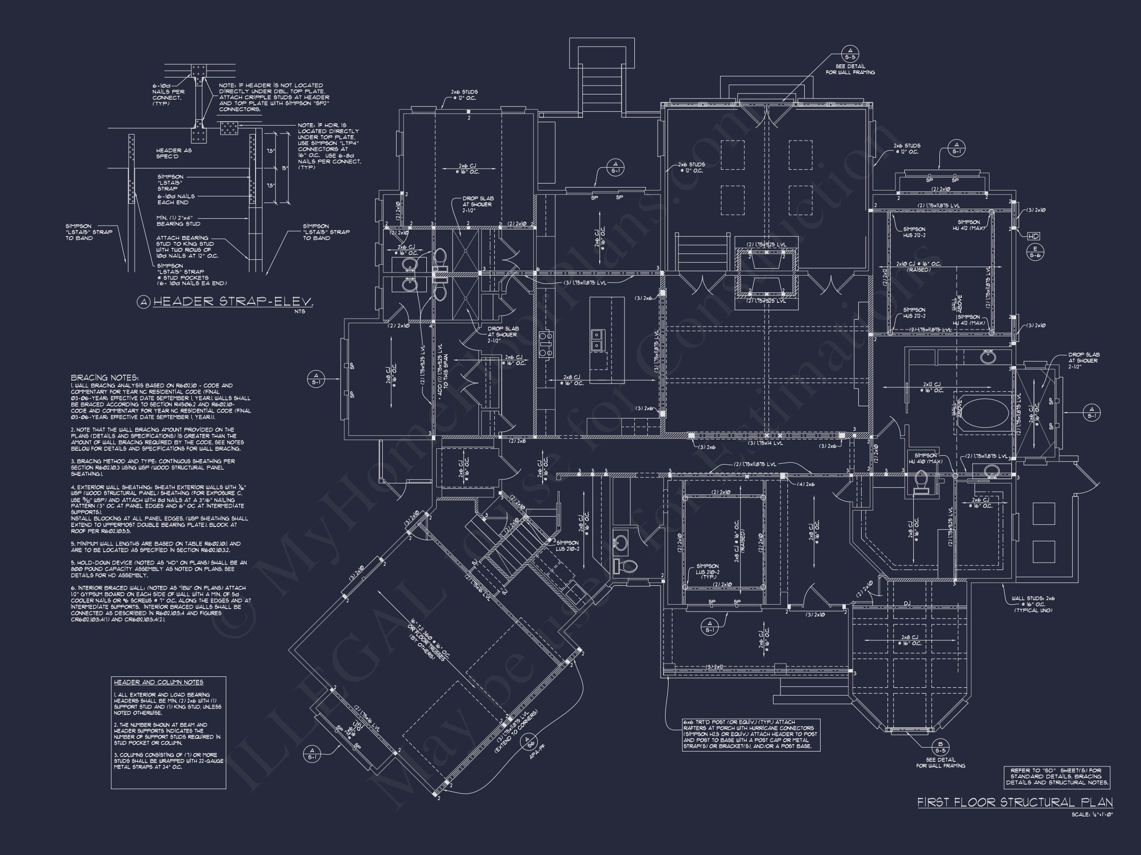 Coastal Craftsman house Plan: 4-Bed,3-Bath Floor Plan Blueprint