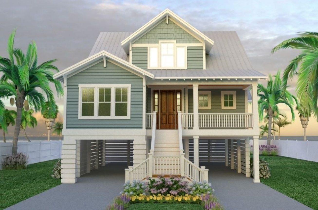 Coastal house Design with 3 Floors – Floor Plan and CAD
