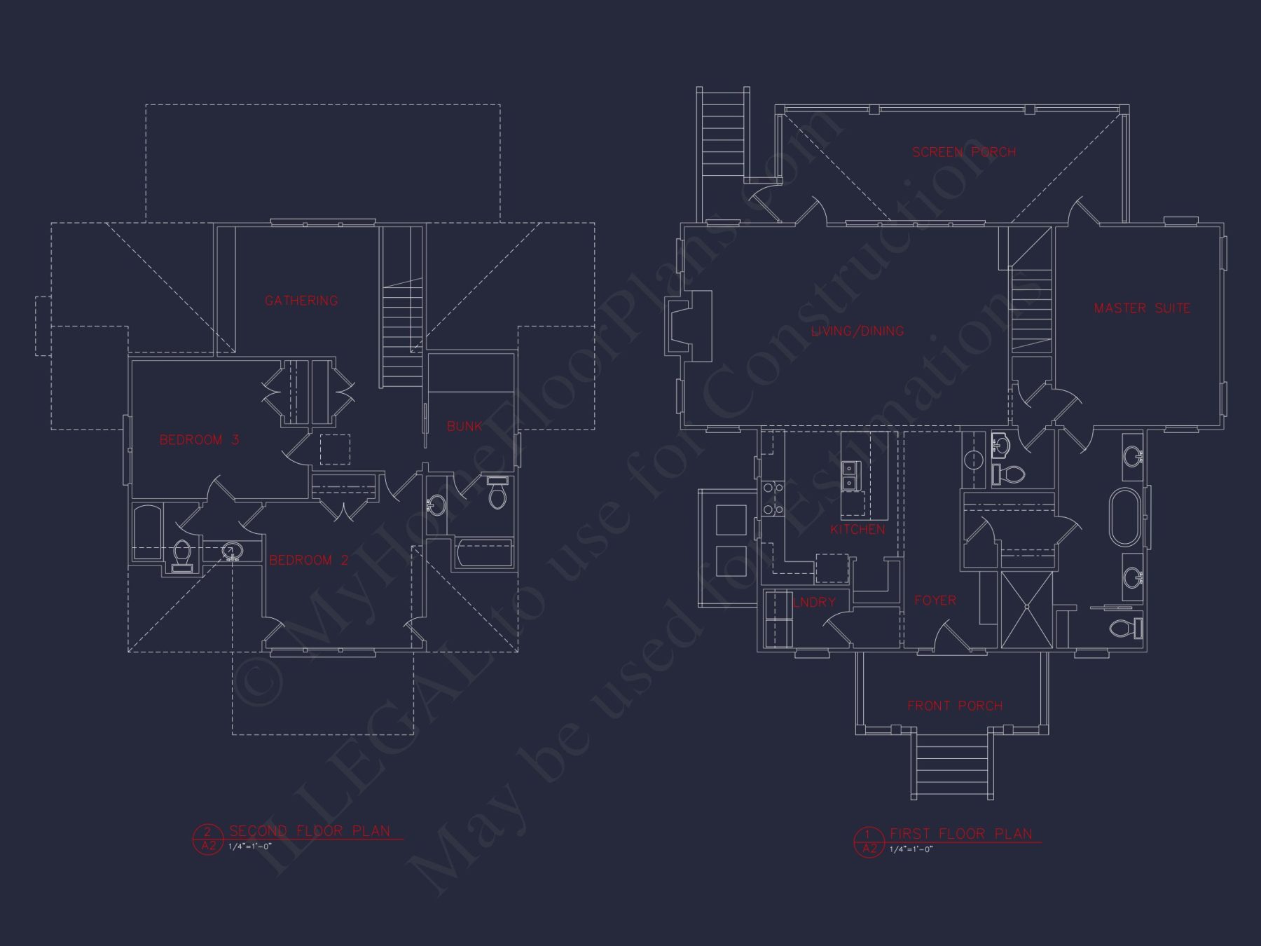 Coastal house Floor Plan: 3-Bed, 2-Story Blueprint